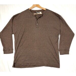 Vintage Bugle Boy Shirt Mens Large Brown Henley Retro 90s Y2K Grunge Skater